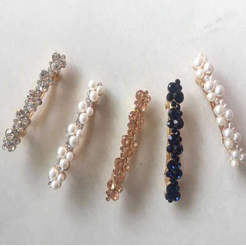 Horquillas de aleación de 5 colores para el pelo para mujer, pasadores de perlas, pinza para el pelo Primavera, accesorios para el cabello para niña