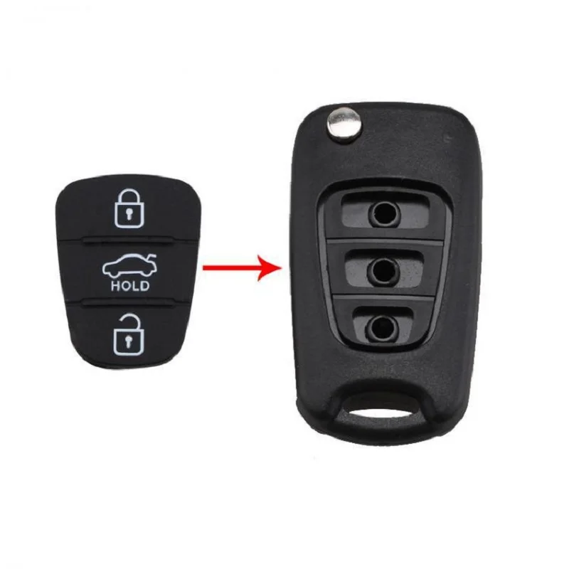 3 Button Remote Key Fob Case Rubber Pad for Hyundai I10 I20 I30 IX35 for Kia K2 K5 Rio Sportage Flip Key Case