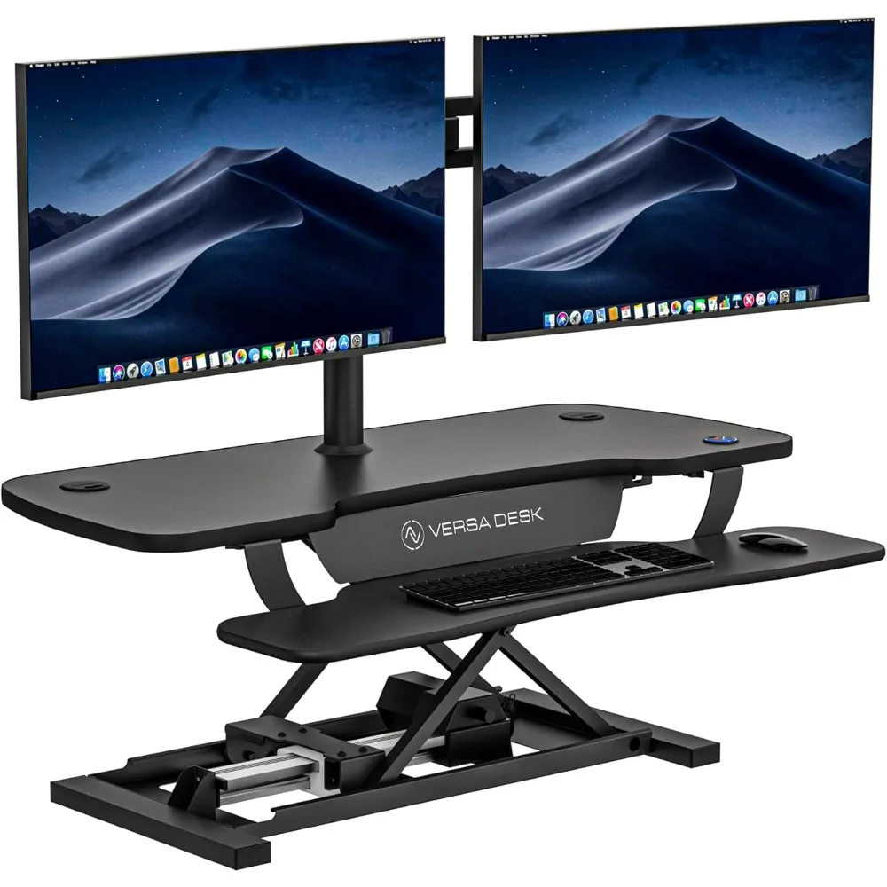 ® PowerPro® 40” x 24” Standing Desk Converter | 40 inch Electric Height Adjustable Sit to Stand Desk Riser w/Keyboard Tray & USB