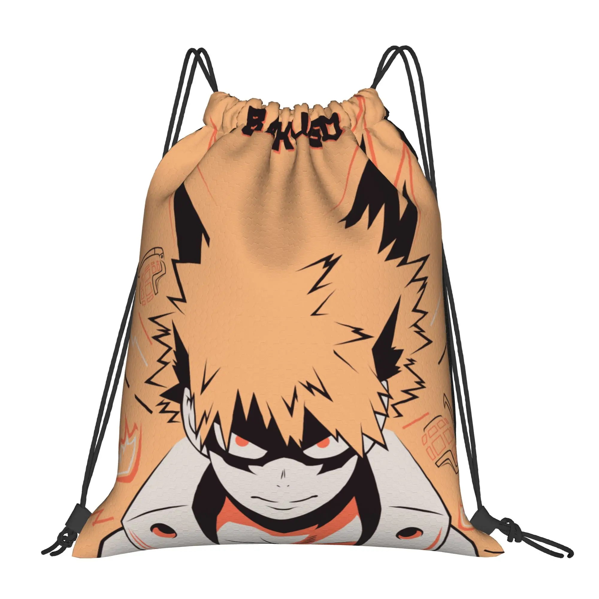 1 pc Katsuki Bakugou Anime Fan  My Hero Academia Kawaii Drawstring Bags Hiking Shoe Clothes Storage Multi-function Teen Portable