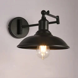 Americano Retro Folding Braço Lâmpada De Parede, Lâmpada De Cabeceira, Ferro Antigo, Sala De Estar, Hotel, Estudo, Luz De Leitura, Quarto