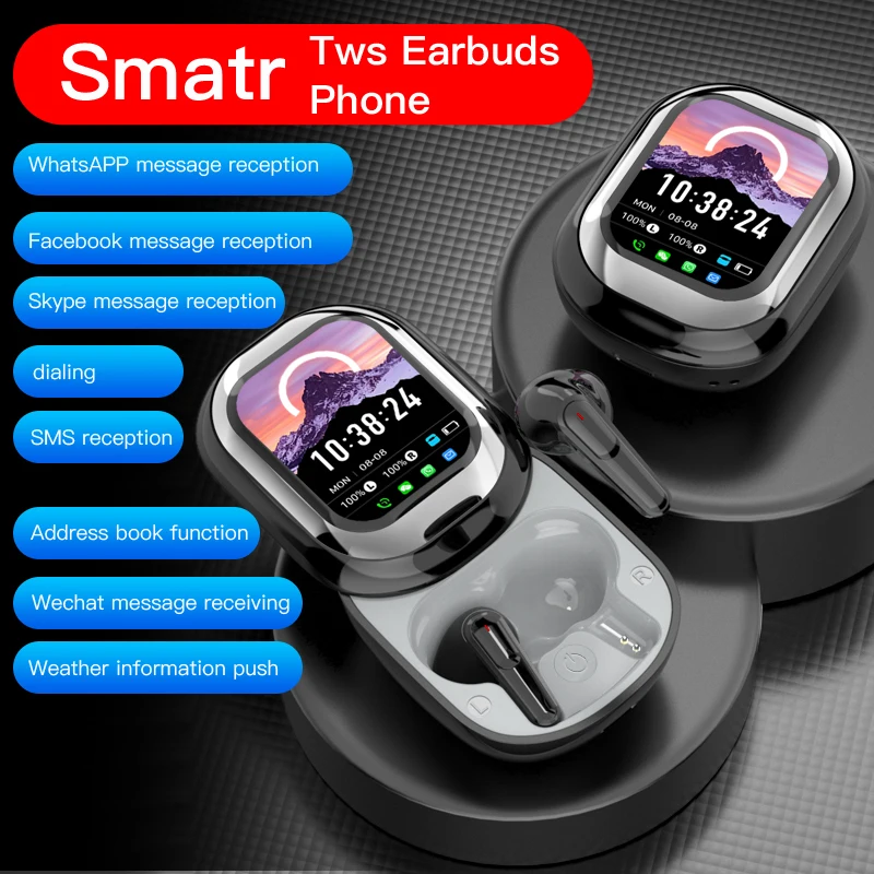 2025 New Smart Full-color Touch Screen Slider Design Earphones Wireless Bluetooth Noise Canceling Ultra-Long Standby Earbuds