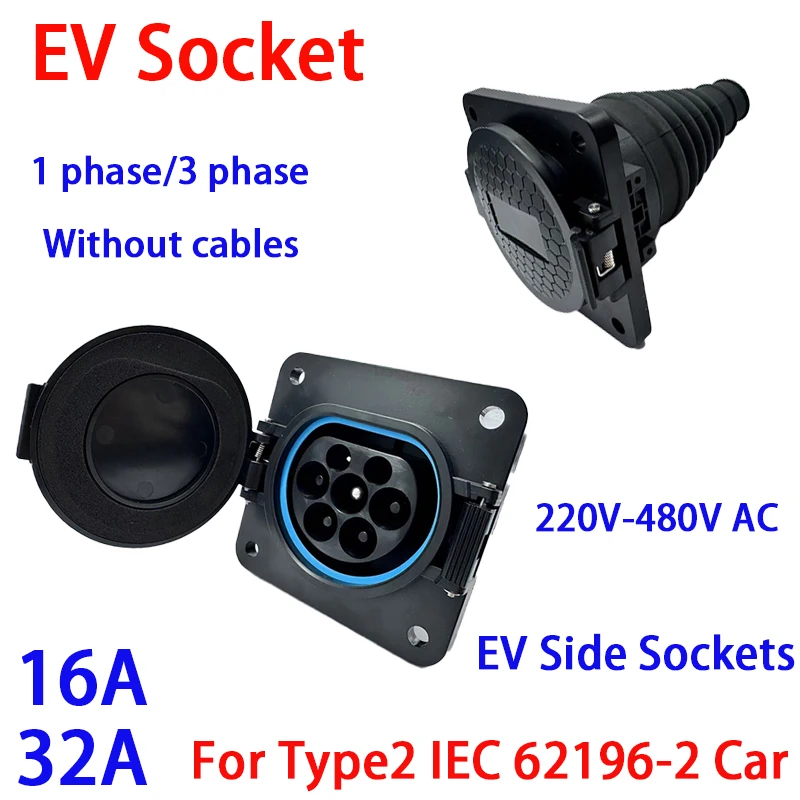 

IEC 62196-2 Type 2 Male Socket 16A 32A Single Phase Three Phase EV Charging Car Side Socket