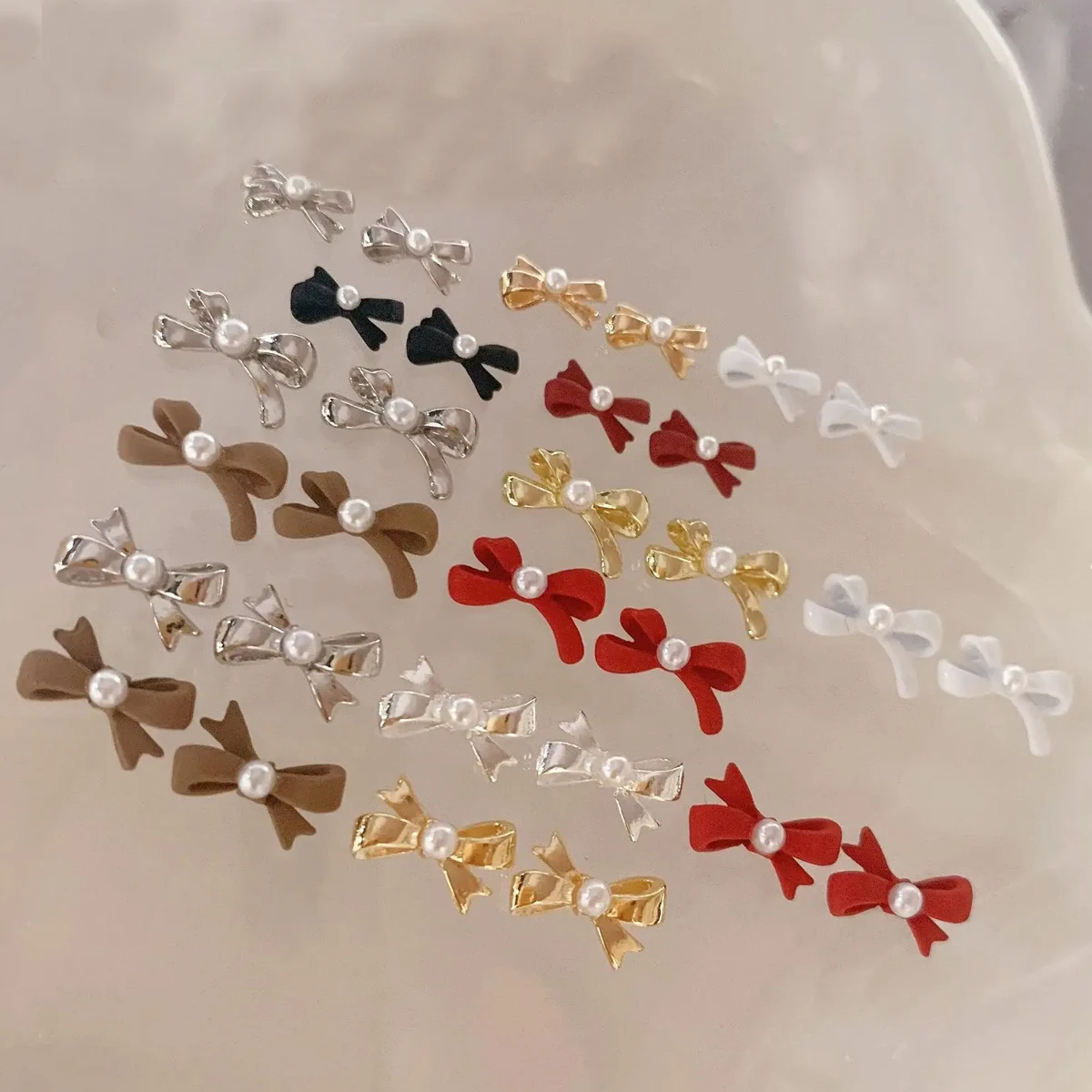 Nail Pearls Art Alloy Parts Bow Tie Charms 3D Cute Manicure Parts Nail Decoration Rhinestones DIY French Kawaii Accessories