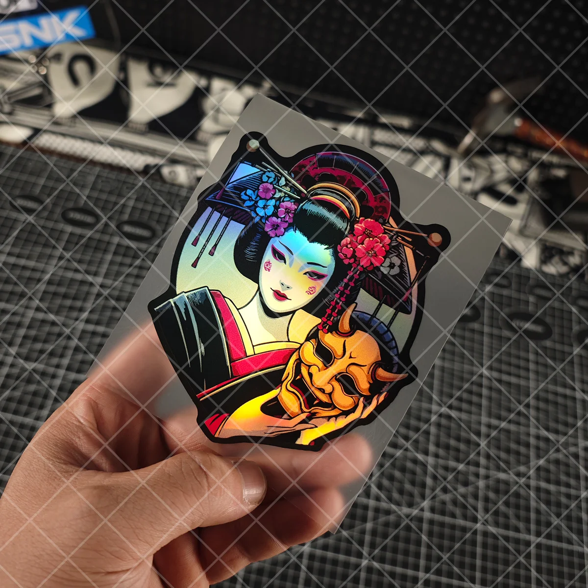 1 item - Mature Lady Geigi Laser and Lighting Theme Japanese JDM Laptop and Skateboard Decorations