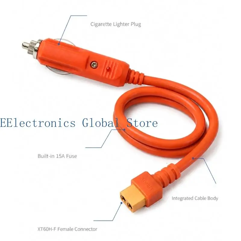 462B XT60H Female Vehicle Charging Cable with Vehicle Outlet Plug, 14AWG Car and Truck Power Cord for Portable Setups