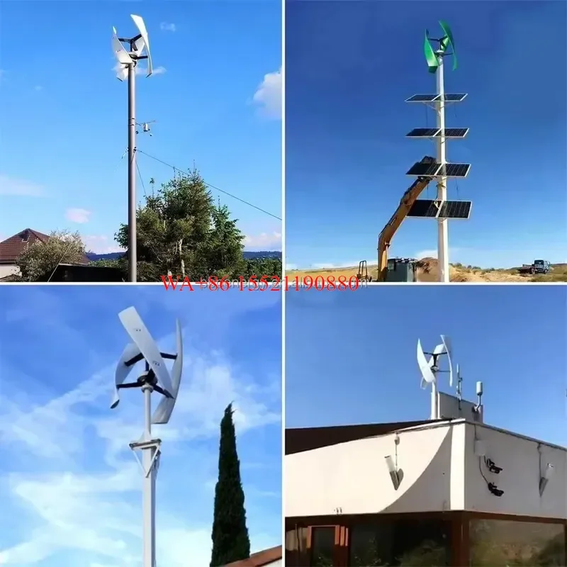 WMWMNU 2KW Vertical Axis Wind Turbine Generator Maglev System with Solar Hybrid Option for Home and Rooftop Application
