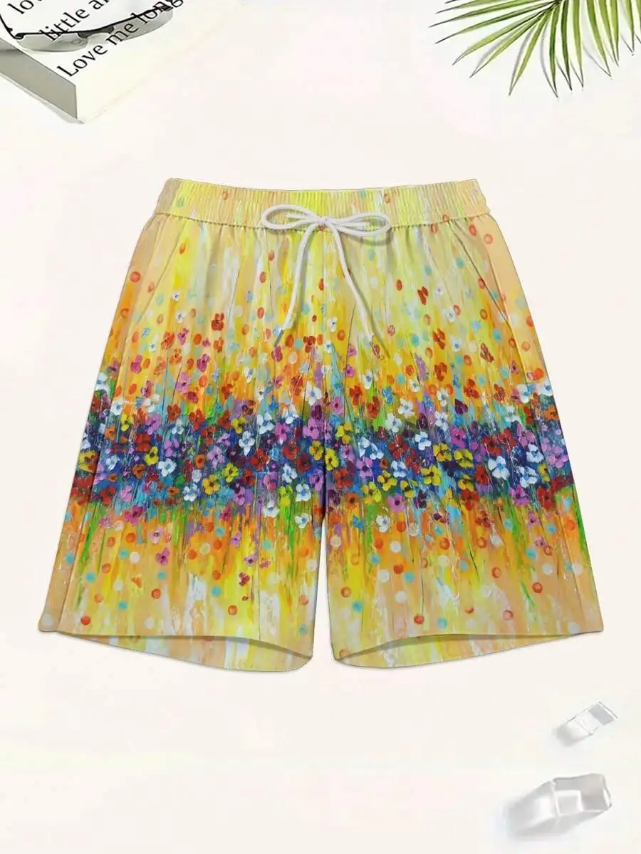 

Mens Floral Print Beach Shorts Summer Casual Vacation Short Pants