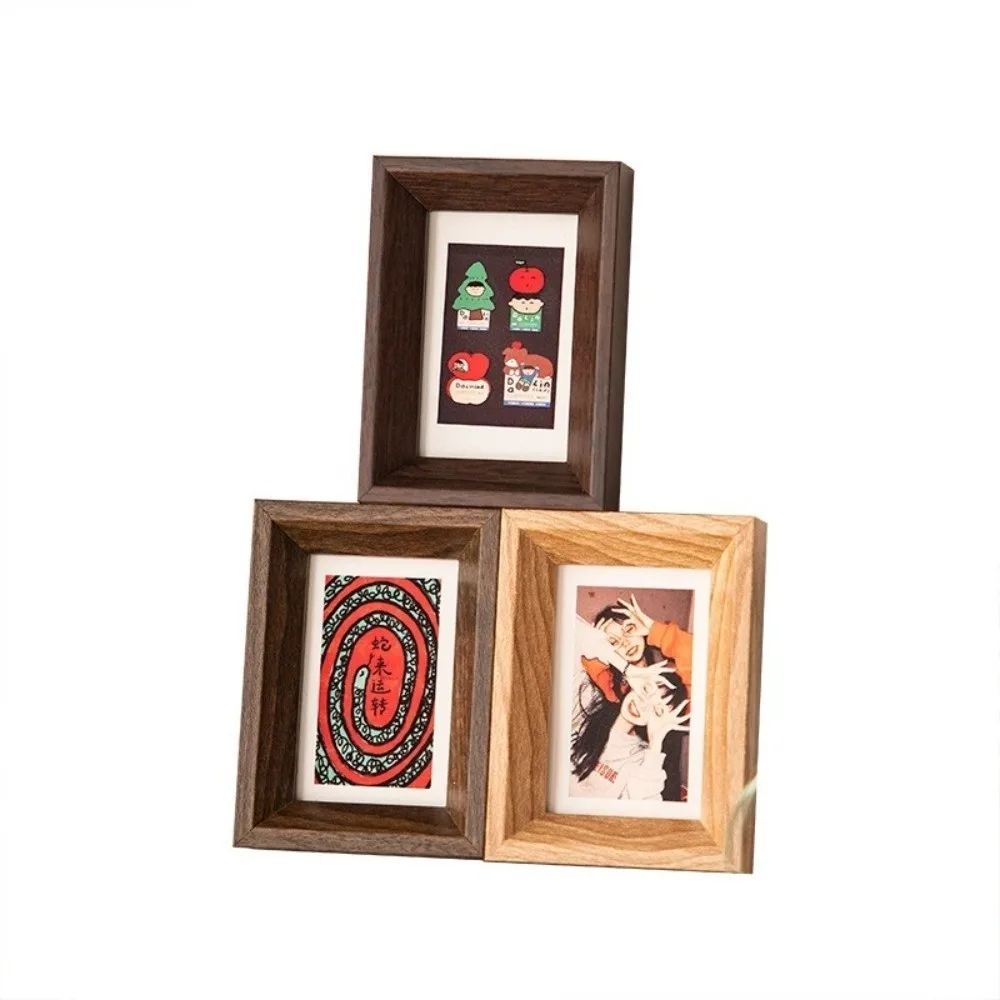 New 3 Inch Size Wooden Photo Frame Decorative Miniature Tabletop Desk Frame Vintage Small Card Frame For Family
