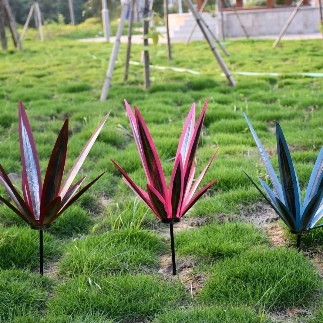 Wrought Iron Agave Artificial Landscape Sculpture DIY  Agave Plant Home Decoration Rustic Hand Painted