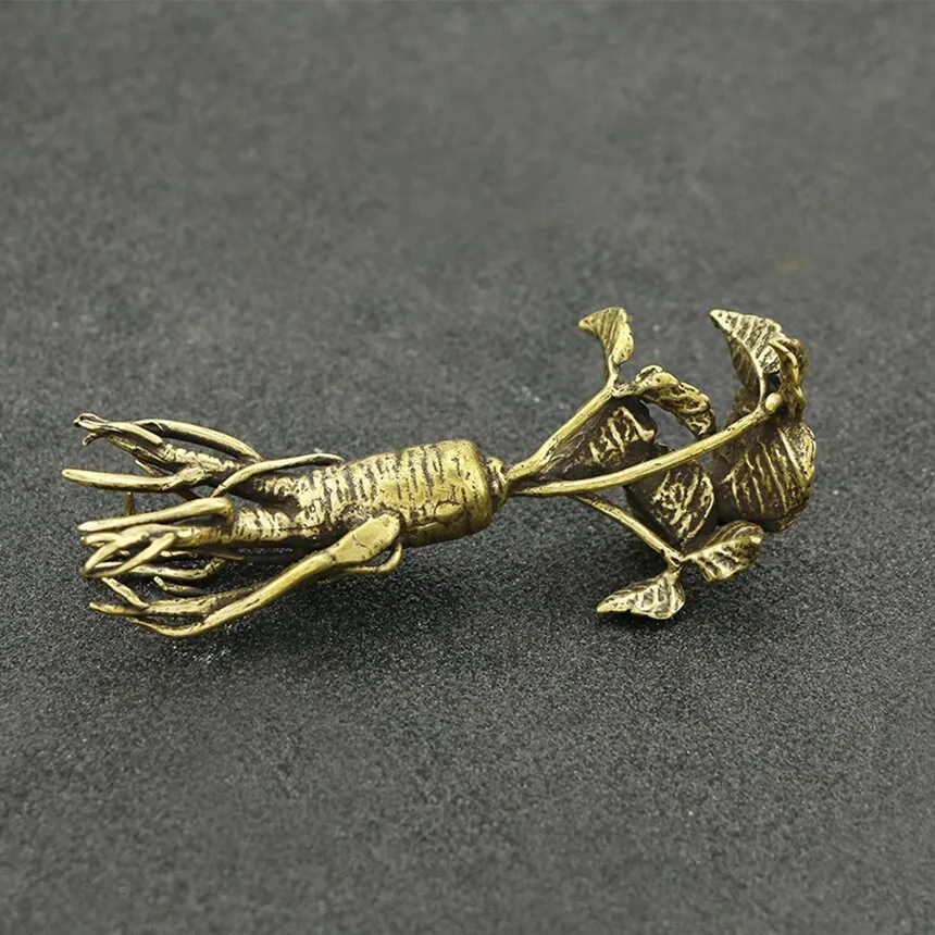 Ginseng Statue Pure Copper Home and Office Art Decoration