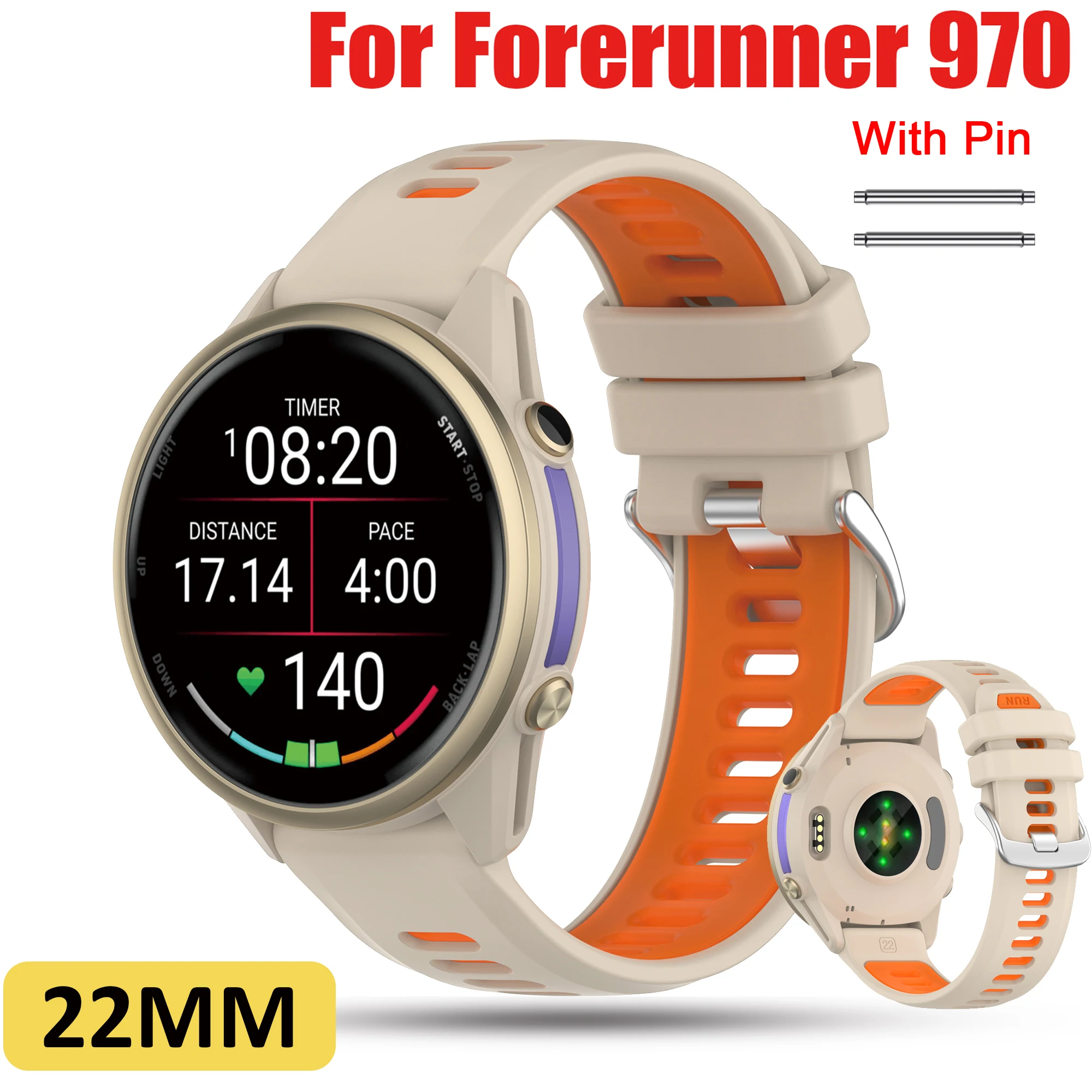 

22MM Silicone WatchBand Strap For Garmin Forerunner 265 745 255 Music WristStrap Vivoactive 4 Venu 2 3 Watch Straps Bracele band