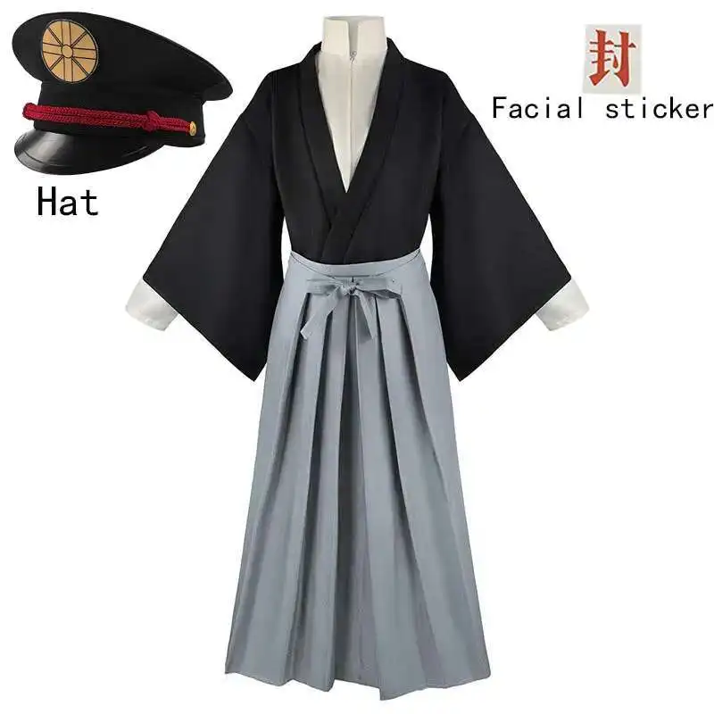

Tsukasa Yugi Cosplay Costume with Kimono Hat Big Size Yashiro Nene Yugi Tsukasa Outfits with Grey Hakama for Anime Comicr Con