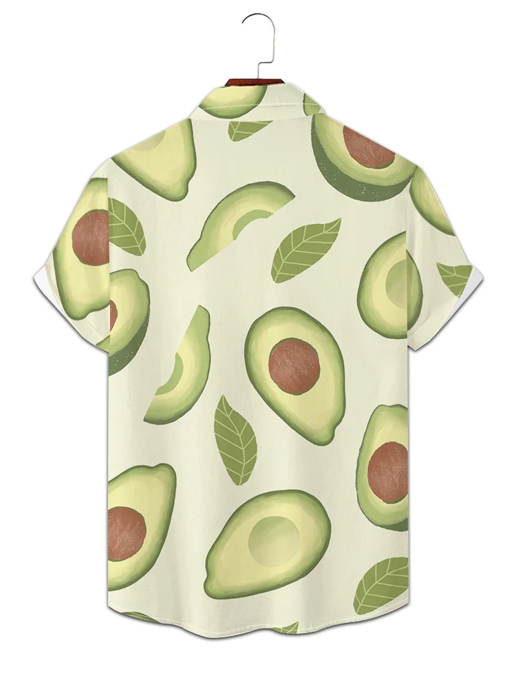 Camisa con estampado Digital 3d de aguacate para hombre, camisa holgada informal, clásica, versátil, de manga corta, estilo Harajuku, para el hogar y el verano