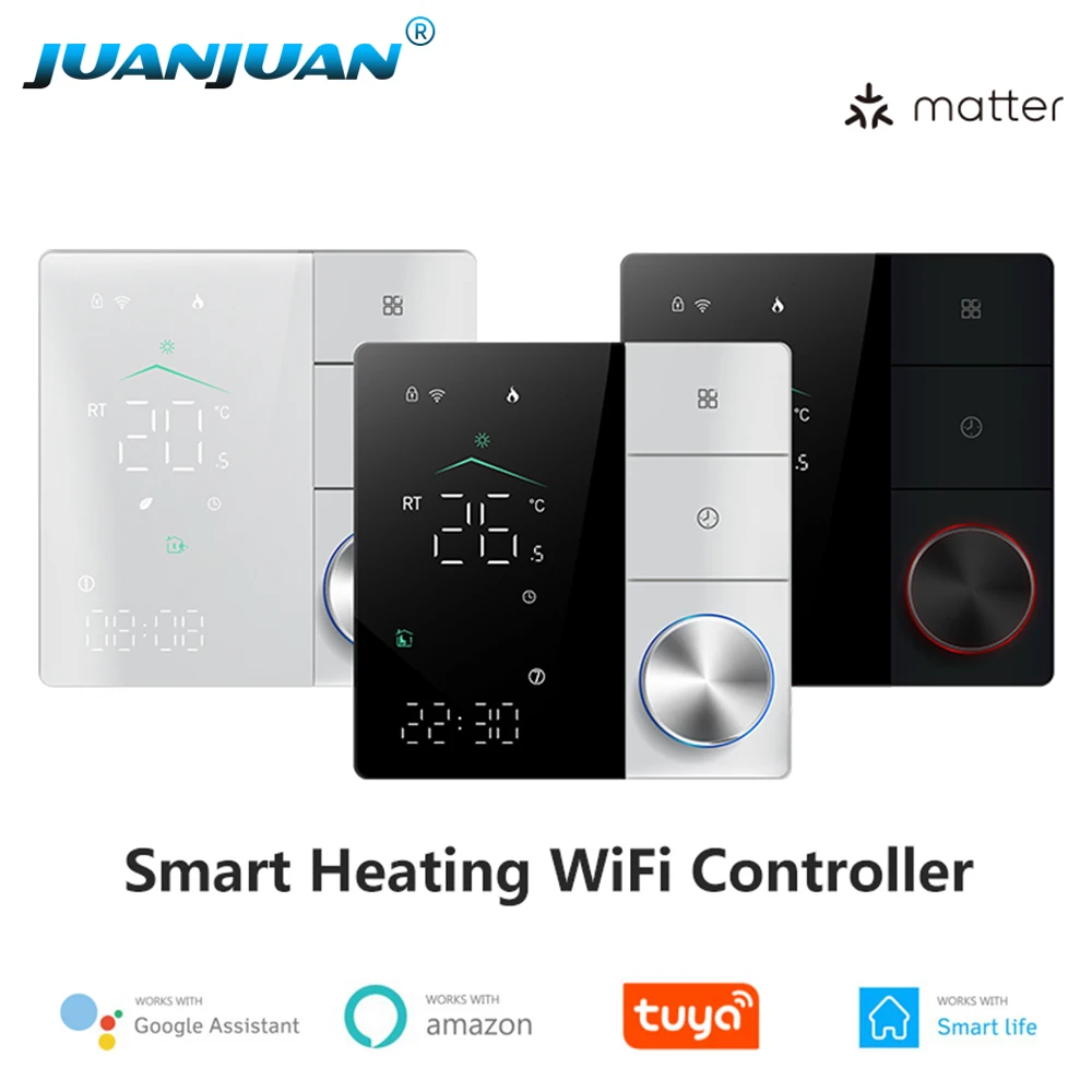 Tuya WiFi Temperature Controller BHT-18 Matter Smart Electric Heating Thermostat Week Programming AI Heating Control Thermostat