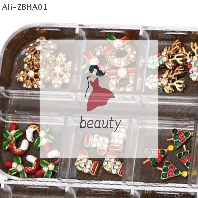 

Маникюрные аксессуары, рождественские подвески для ногтей, 12 сеток, Лось, Санта-Клаус, украшения для дизайна ногтей, стразы для ногтей, рождественские украшения для ногтей