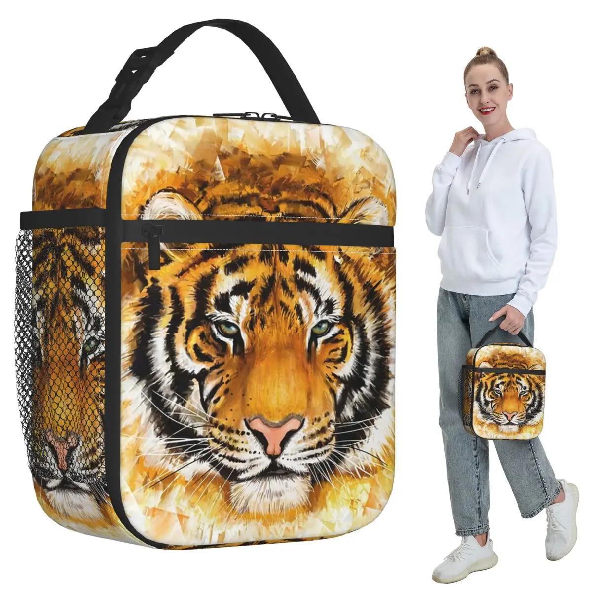 Bengal Tiger Animal Insulated Lunch Bag for Women Office Cooler Thermal Food Box Tote Portable Lunch Boxes Container
