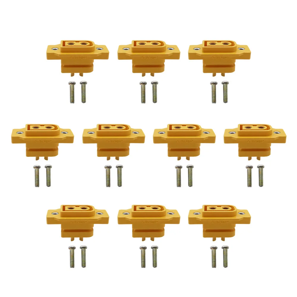 

10Pcs XT60NE Female Connector Yellow Fixed Panel Screw Mount XT60NE XT60 Power Socket Soldering Type for RC Lipo Battery FPV DIY