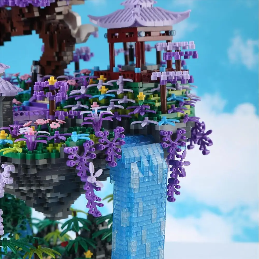 Japanese Cherry Blossom Tree House Building Kit with 4574 Pieces, Symphony Music, Bonsai Tree Lights Included