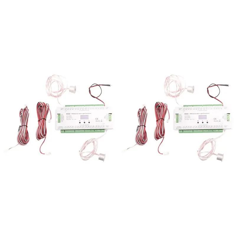 LICE-2X 32CH ES32 PIR Sensor Stair Light Controller Human Body Infrared Inductive Switch Stair Lamp Control For Single Color