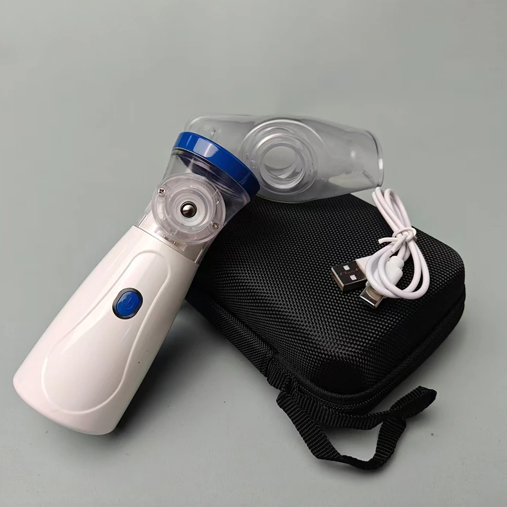 Nebulizador de malla AiQUE con estuche de almacenamiento, atomizador médico silencioso de mano para inhalador de asma, Mini nebulizador portátil para el cuidado de la salud infantil