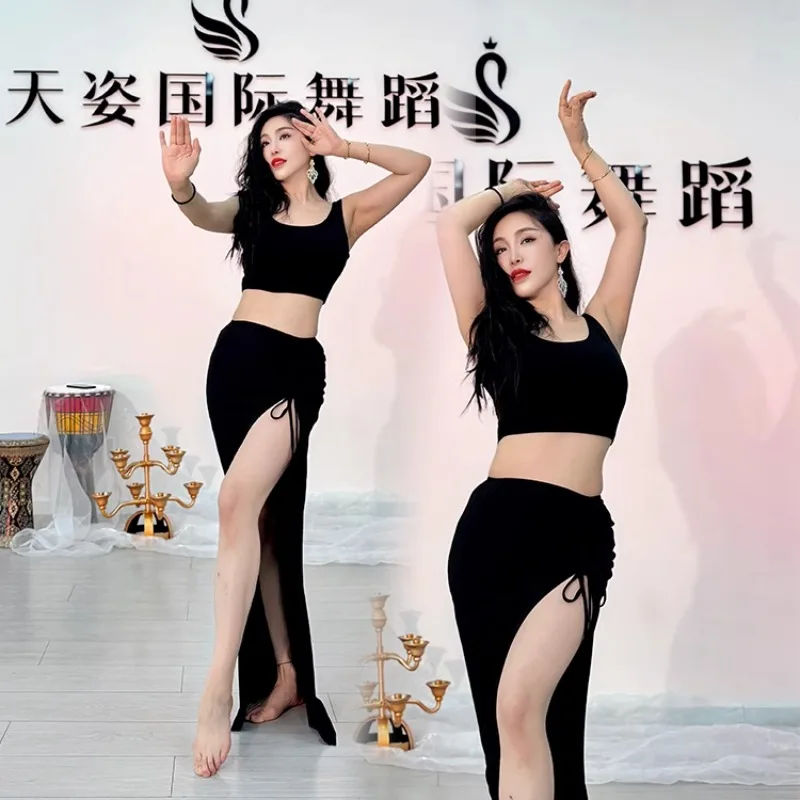 

Customized Belly Dance Costume Practice Dress Modal Beginner Double Tank Top with Drawstring Straight Tube Skirt Hall Uniform
