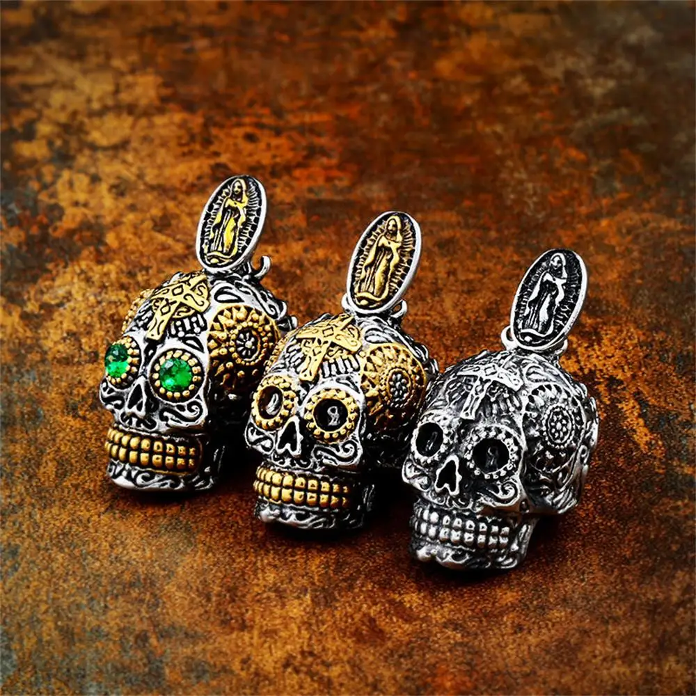 Retro Punk Style Fashion Skull Pendant Necklace for Men Domineering Hip Hop Party Rock Necklace Accessories Gift