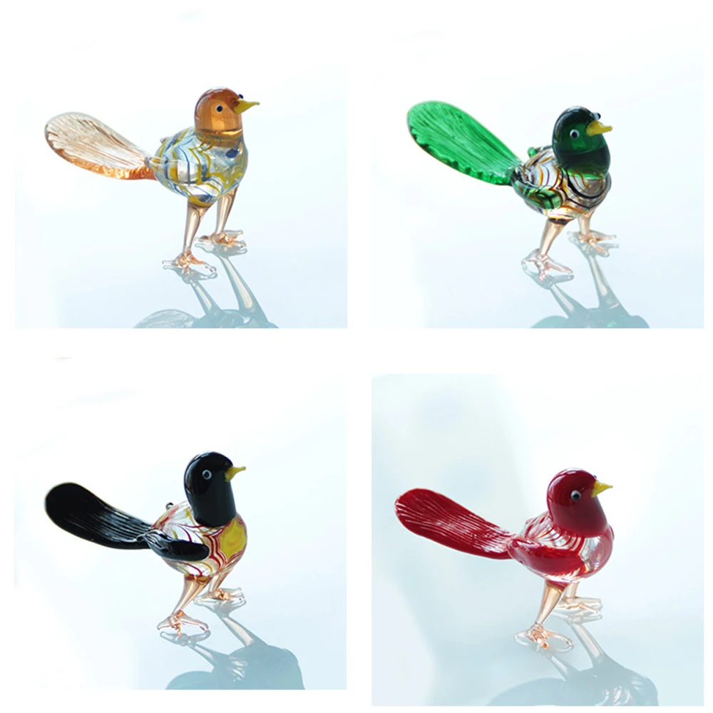 

4Pcs Crystal Bird Figurines Collectible Handmade Glass Canary Statue Art Glass Animals Ornaments Table Home Decor Paperweight