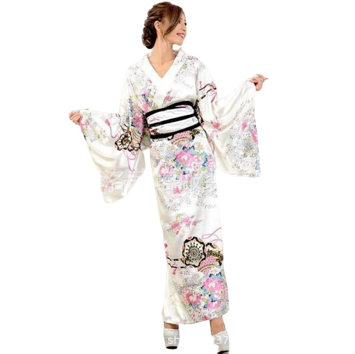 Japanese Traditional Yukata Kimono with Obi Vintage Women Evening Dress Geisha Kimonos Dress Festival Prom Show Cosplay Kimono