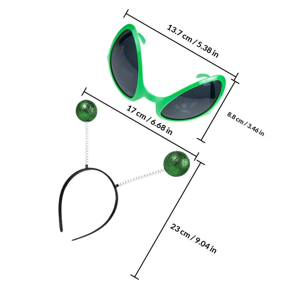 2 bandeaux d'antenne martienne avec lunettes de soleil amusantes pour cosplay, fête costumée, anniversaire, accessoires sur le thème de l'espace