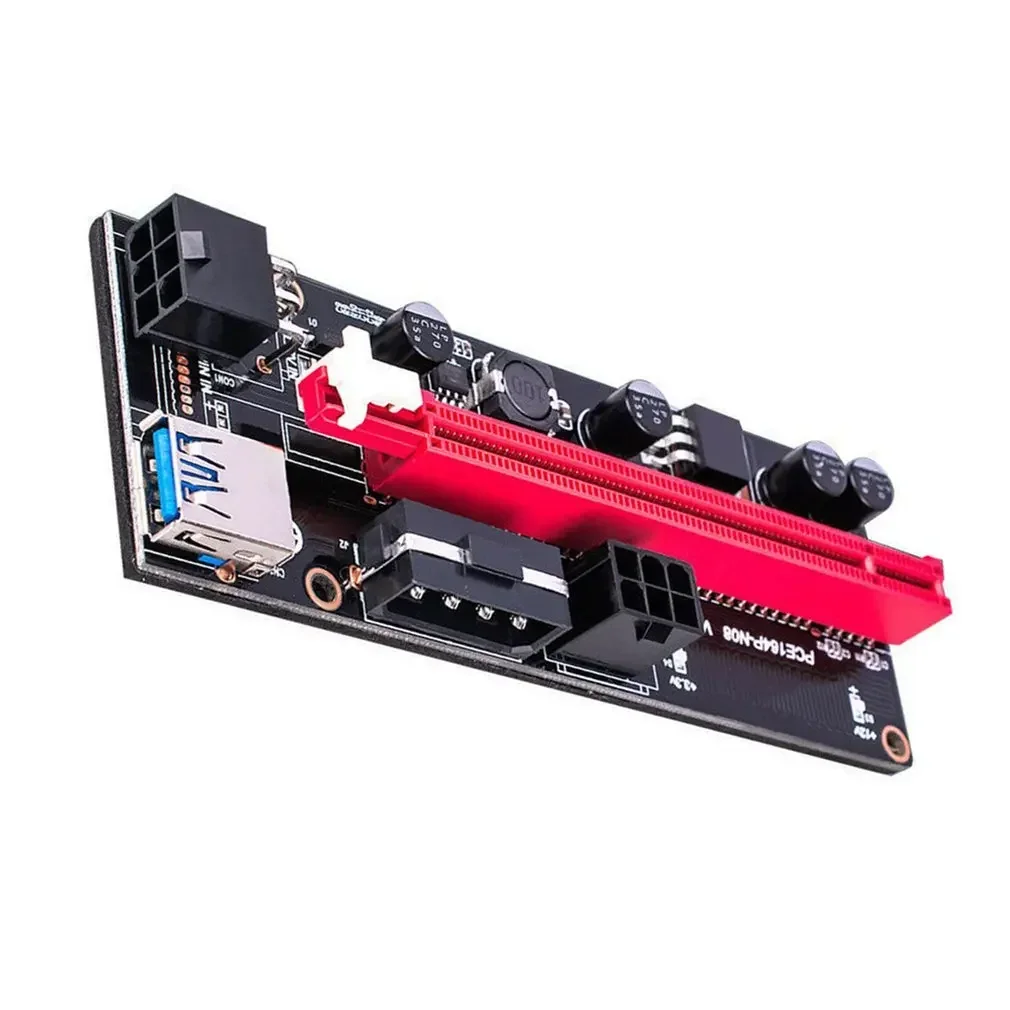 

PCI-E Riser 009S 1X 16x Extender PCI E USB Riser 009S Dual 6Pin Adapter Card SATA 15pin for BTC USB 3.0 Graphics Card