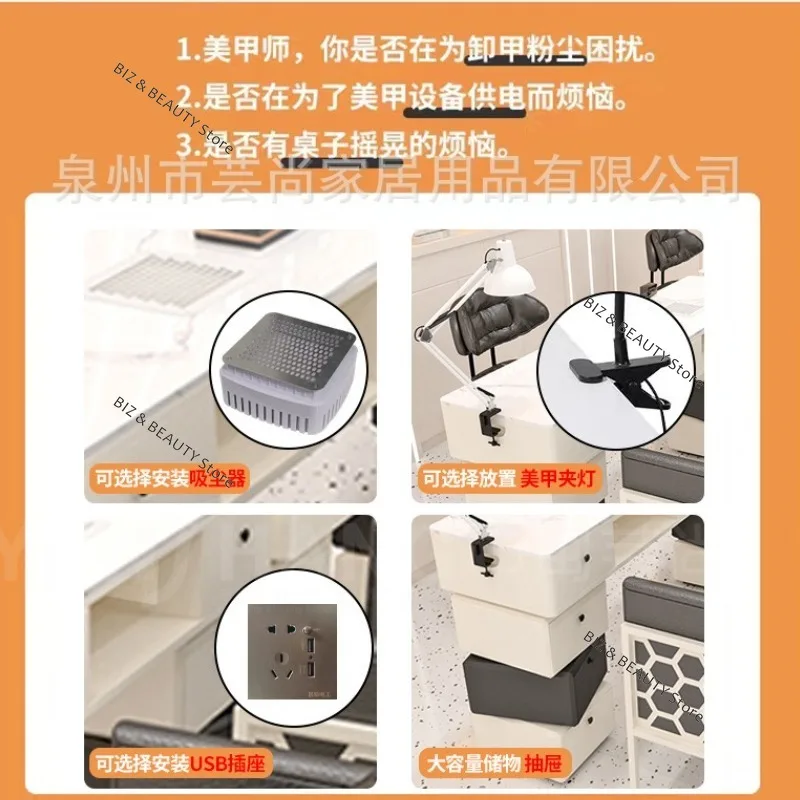 مجموعة كراسي لوحة الصخور طاولات أظافر متعددة الوظائف مع مقبس مكنسة كهربائية طاولات أظافر مكاتب استقبال أثاث Tavolo JTN #5