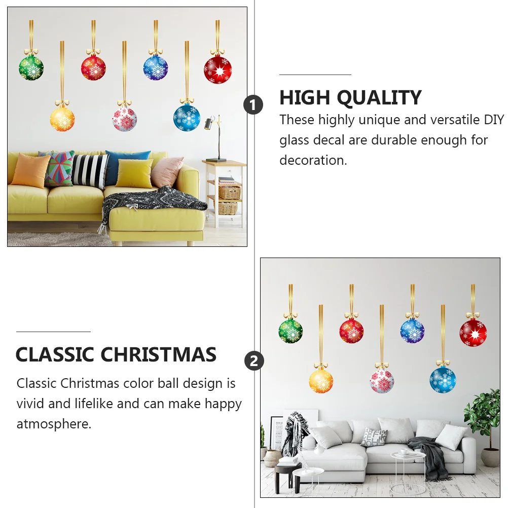 

1 set 3D Christmas Color Ball Pvc Waterproof Window Decals Adhesive Glass For Home Decor Wall Stickers Christmas Decoration