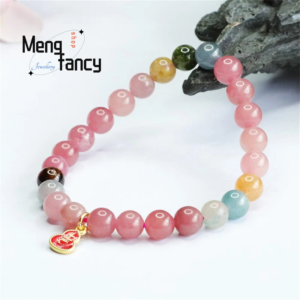 Natural Tourmaline Exquisite Elegant Simple High-grade Bracelet Sexy Young Girls Brazilian Old Mine Crystal Coloured Creasure