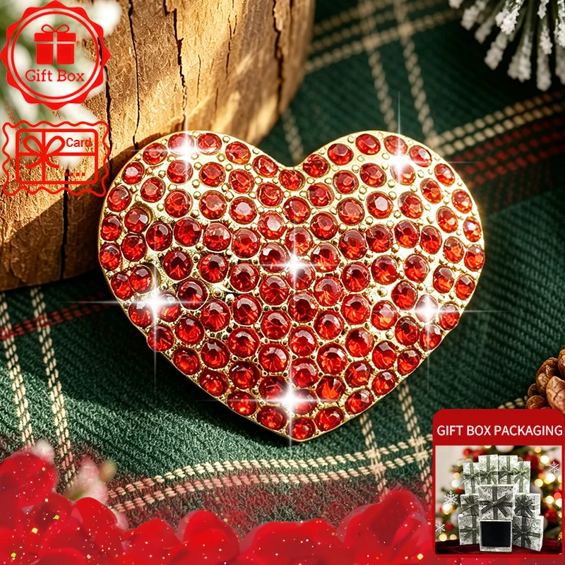 Heart Shape Brooch with gift box, 2026 new style, elegant and fashionable. Wearing at daily and holidays. Good gift choices.