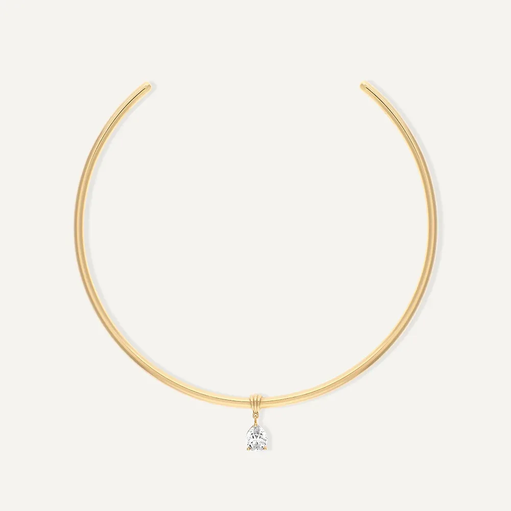 Roestvrijstalen waterdruppel zirkoon hanger ketting voor vrouwen sprankelend gepersonaliseerd ontwerp open ring trendy dagelijkse sieraden