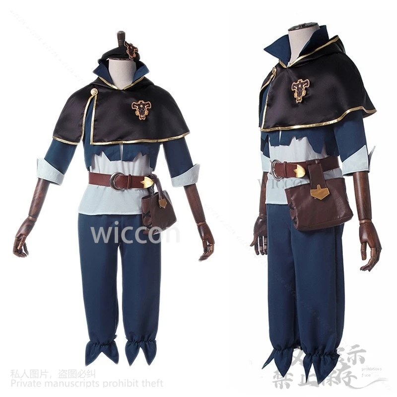 Quente anime preto asta cosplay trevo mágico batalha uniforme capa calças superiores perucas para o homem festa de natal de halloween personalizado