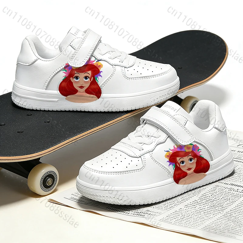 

new model Ariel princess girls student cartoon Print non-slip comfortable Solid color Lace up soft sole casual shoes