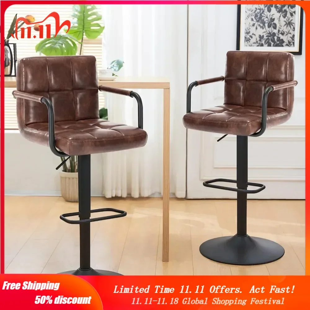 

Bar stools Set of 2, Swivel Bar Stools, stools with arms, Leather bar stool,bar Stool for Kitchen Island