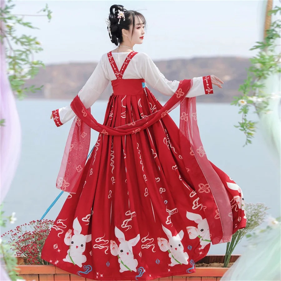 Ancient Traditional Chinese Clothing Women Vintage Elegant Fairy Hanfu Dress Set Tang Dynasty Female Sweet Dance Stage Costumes