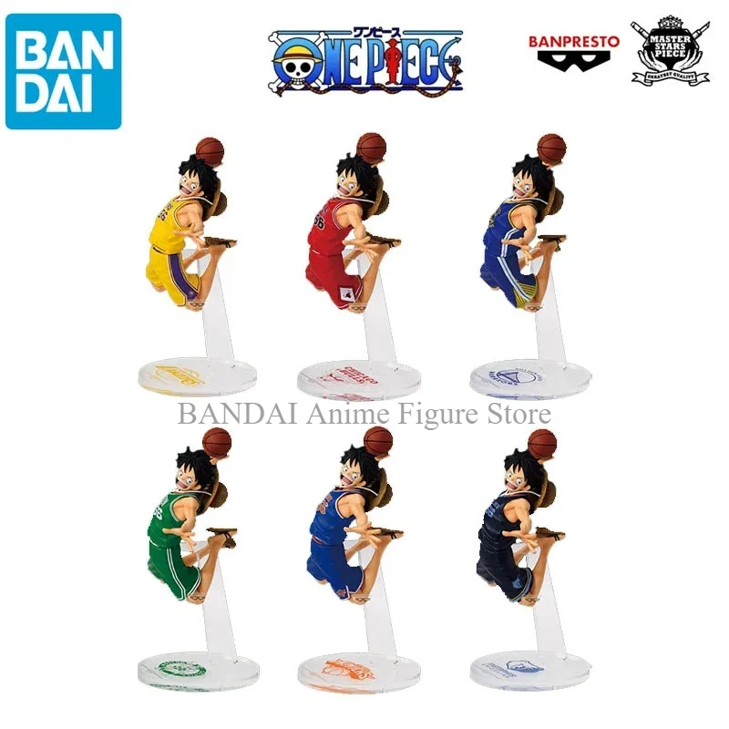 Em Estoque BANDAI One Piece × NBA MSP Luffy Action Figure - Modelo Colecionável Los Angeles Lakers Bulls Warriors Presente para Fãs