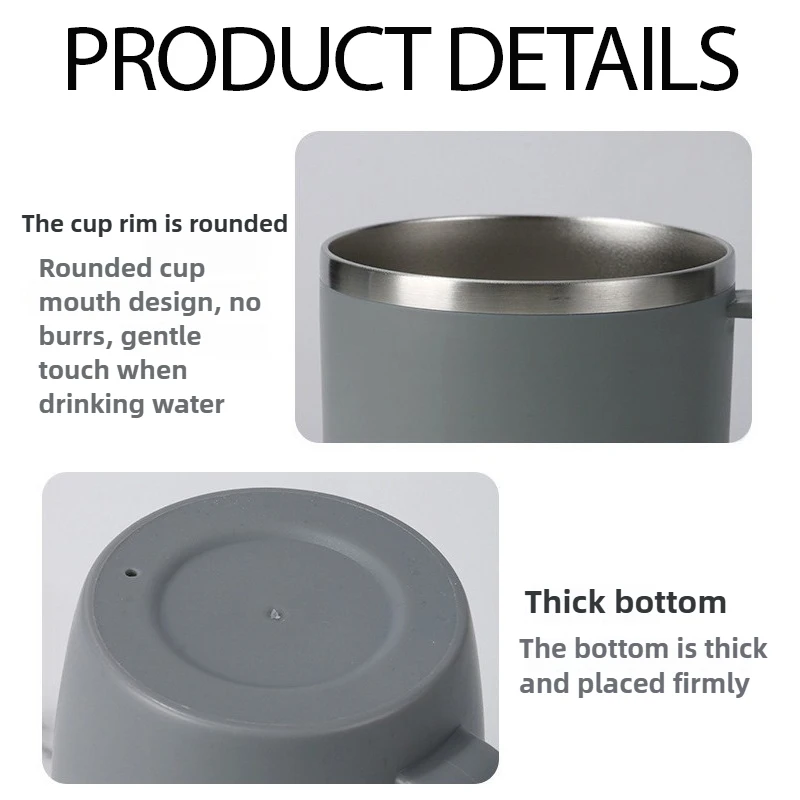 450 مللي سنوبي فنجان القهوة 304 أكواب مياه الفولاذ المقاوم للصدأ عصير الشاي كوب حليب المنزل الإفطار القدح الكرتون طبقة مزدوجة مكتب بهلوان