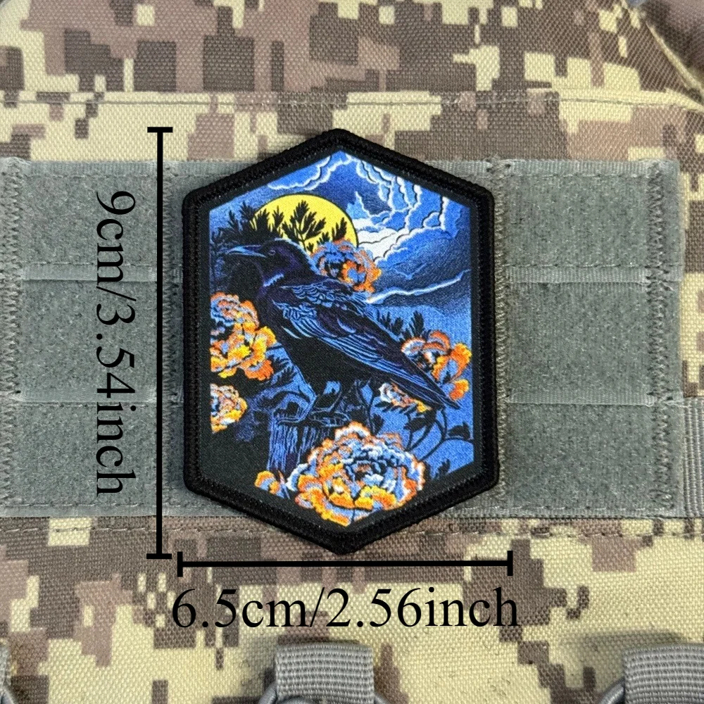 Parche táctico cuervo militar con gancho y bucle para airsoft