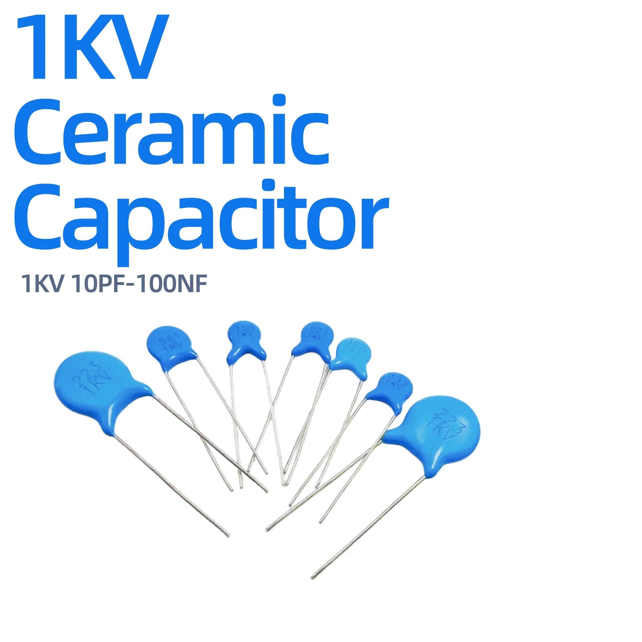 1KV 10‑1000PF 101 102 103 223 104 M Radial Lead Blue Dip Capacitor High‑Voltage Ceramic Disc Capacitor  For Power Circuit