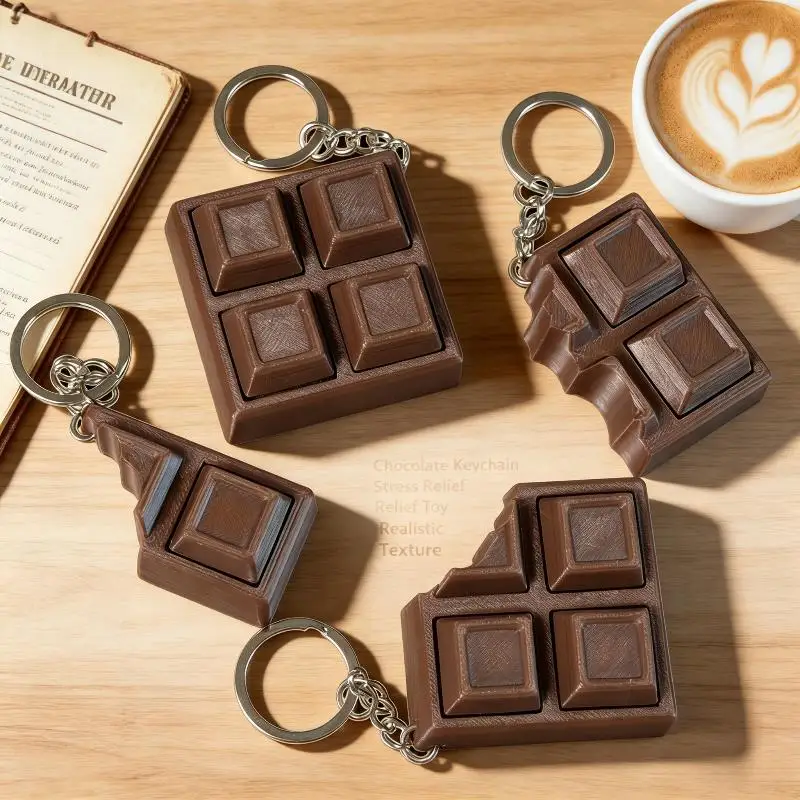 New 3D Chocolate Keyboard Fidget Keychain Decompression Finger Clicker Stress Relief