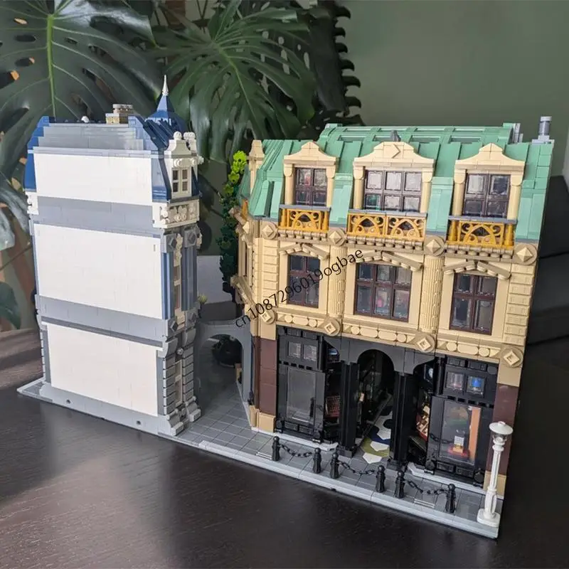 10507PCS City Hot Selling Street View Moc Old town center Pharmacy coffee shop model DIY creative ideas Toy Assembly Puzzle Gift