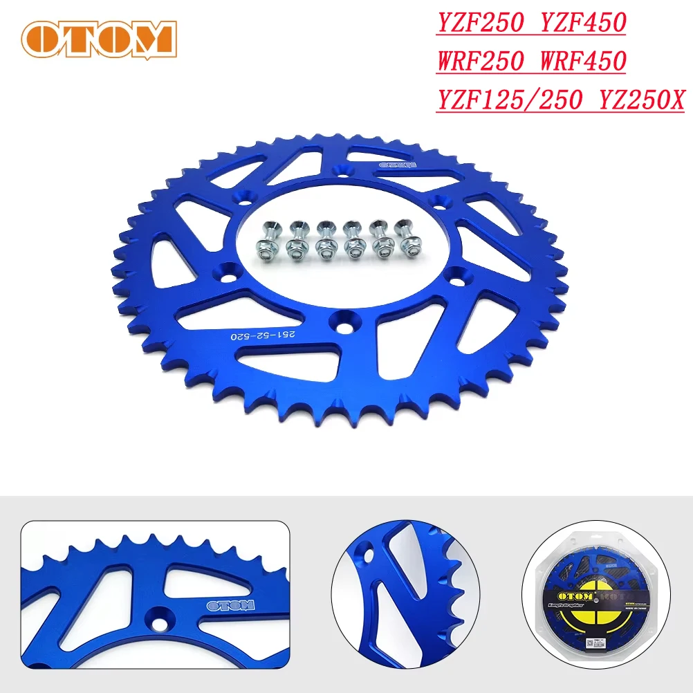 

Задняя звездочка мотоцикла OTOM для YAMAHA YZ250F 01-23 YZ450F WR250F WR450F YZ125 YZFX 250 450 52T 520, цепная пластина колеса DirtBike