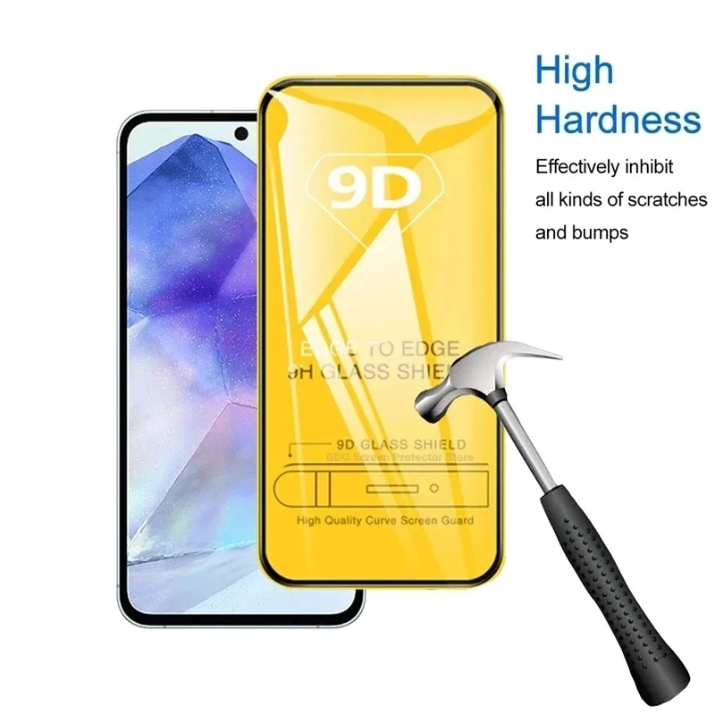 9D Tempered Glass For Samsung A55 A15 A54 A34 A13 A14 A53 A52 A12 A33 A23 A32 A73 A03 A50 A70 A21S Screen Protector + Lens Film