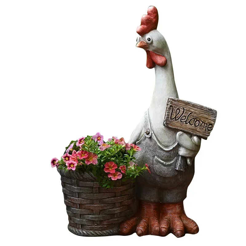 American Country Flower Pots Retro Chicken Bonsai Basin Courtyard Ornaments Succulent Container Kindergarten Floor Home Garden