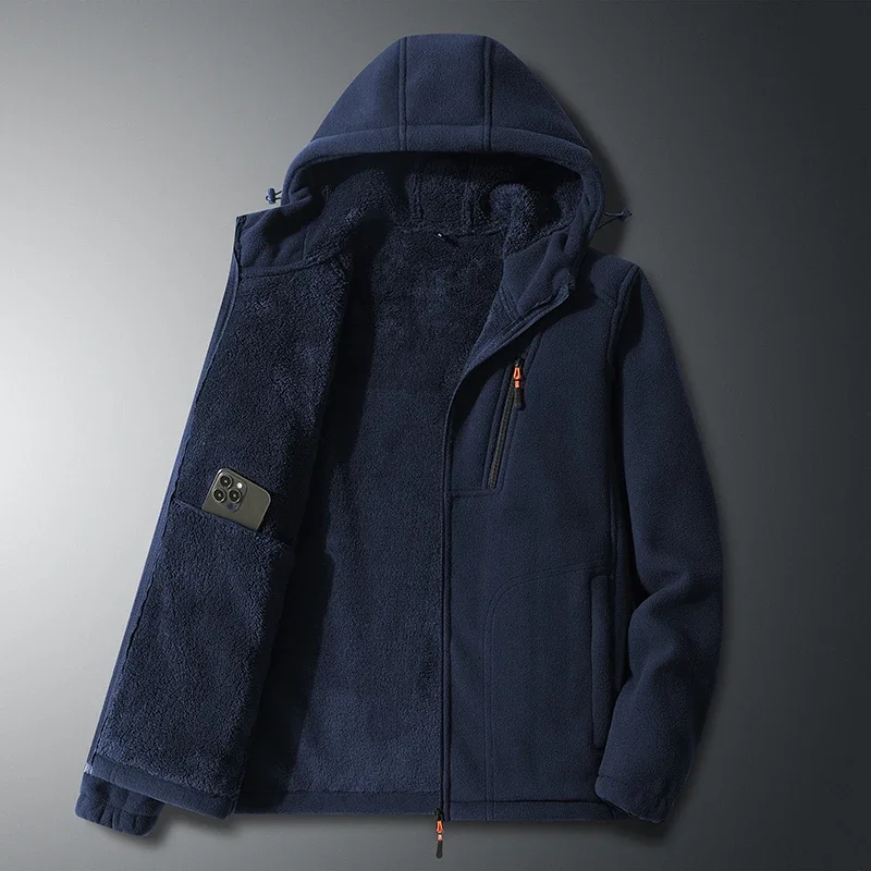 

Winter Men Outdoor Fleece Jacket Casual Polar Fleece Cold-Proof Thickened Coats Men Fashion Windproof Warm Fleece Clothing 9981